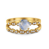 Two Piece Round Natural Stone Ring