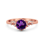 Floral Accent Round Natural Stone Ring