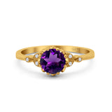 Floral Accent Round Natural Stone Ring