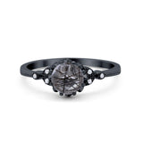 Floral Accent Round Natural Stone Ring