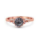 Floral Accent Round Natural Stone Ring