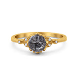 Floral Accent Round Natural Stone Ring