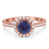 Art Deco Round Natural Stone Wedding Ring