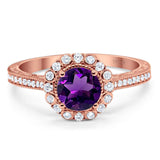 Art Deco Round Natural Stone Wedding Ring