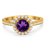 Art Deco Round Natural Stone Wedding Ring