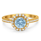 Art Deco Round Natural Stone Wedding Ring