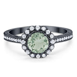 Art Deco Round Natural Stone Wedding Ring