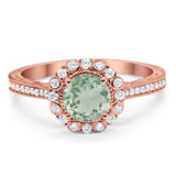 Art Deco Round Natural Stone Wedding Ring