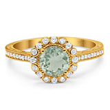 Art Deco Round Natural Stone Wedding Ring