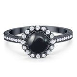 Art Deco Round Natural Stone Wedding Ring