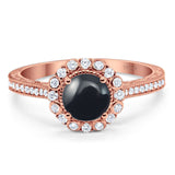 Art Deco Round Natural Stone Wedding Ring