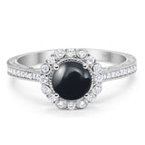 Art Deco Round Natural Stone Wedding Ring