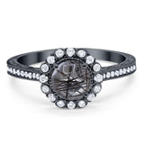 Art Deco Round Natural Stone Wedding Ring