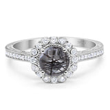 Art Deco Round Natural Stone Wedding Ring
