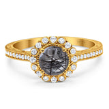 Art Deco Round Natural Stone Wedding Ring