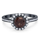 Art Deco Round Natural Stone Wedding Ring