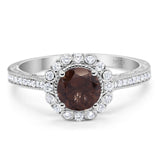 Art Deco Round Natural Stone Wedding Ring