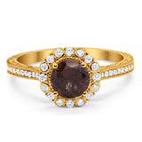 Art Deco Round Natural Stone Wedding Ring