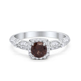 Vintage Round Natural Stone Beaded Ring