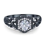 Art Deco Round Natural Stone Filigree Ring