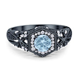 Art Deco Round Natural Stone Filigree Ring