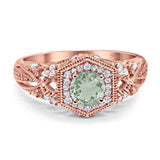 Art Deco Round Natural Stone Filigree Ring