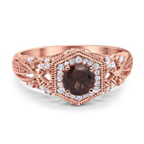 Art Deco Round Natural Stone Filigree Ring
