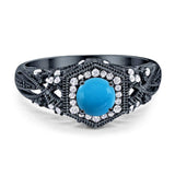 Art Deco Round Natural Stone Filigree Ring