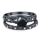 Two Piece Round Natural Stone Bridal Ring