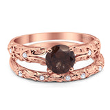 Two Piece Round Natural Stone Bridal Ring