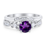 Two Piece Round Natural Stone Filigree Ring