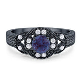 Art Deco Round Natural Stone Leaf Style Ring