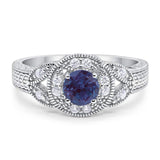 Art Deco Round Natural Stone Leaf Style Ring