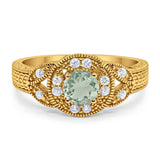 Art Deco Round Natural Stone Leaf Style Ring