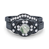 Two Piece Round Natural Stone Bridal Ring