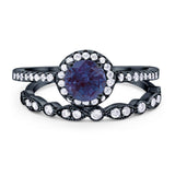 Two Piece Round Natural Stone Bridal Ring