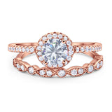 Two Piece Round Natural Stone Bridal Ring