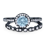 Two Piece Round Natural Stone Bridal Ring