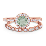 Two Piece Round Natural Stone Bridal Ring