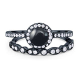 Two Piece Round Natural Stone Bridal Ring