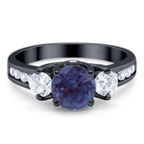 Art Deco Round Natural Stone Three Stone Ring