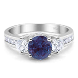 Art Deco Round Natural Stone Three Stone Ring