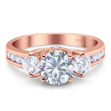 Art Deco Round Natural Stone Three Stone Ring