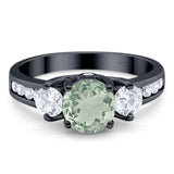 Art Deco Round Natural Stone Three Stone Ring