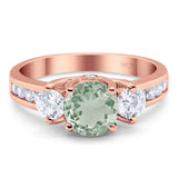 Art Deco Round Natural Stone Three Stone Ring