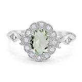 Art Deco Oval Natural Stone Wedding Ring