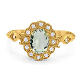 Art Deco Oval Natural Stone Wedding Ring