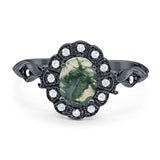 Art Deco Oval Natural Stone Wedding Ring