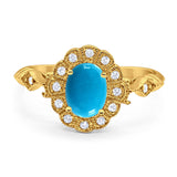 Art Deco Oval Natural Stone Wedding Ring