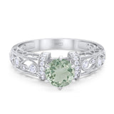 Art Deco Round Natural Stone Floral Ring